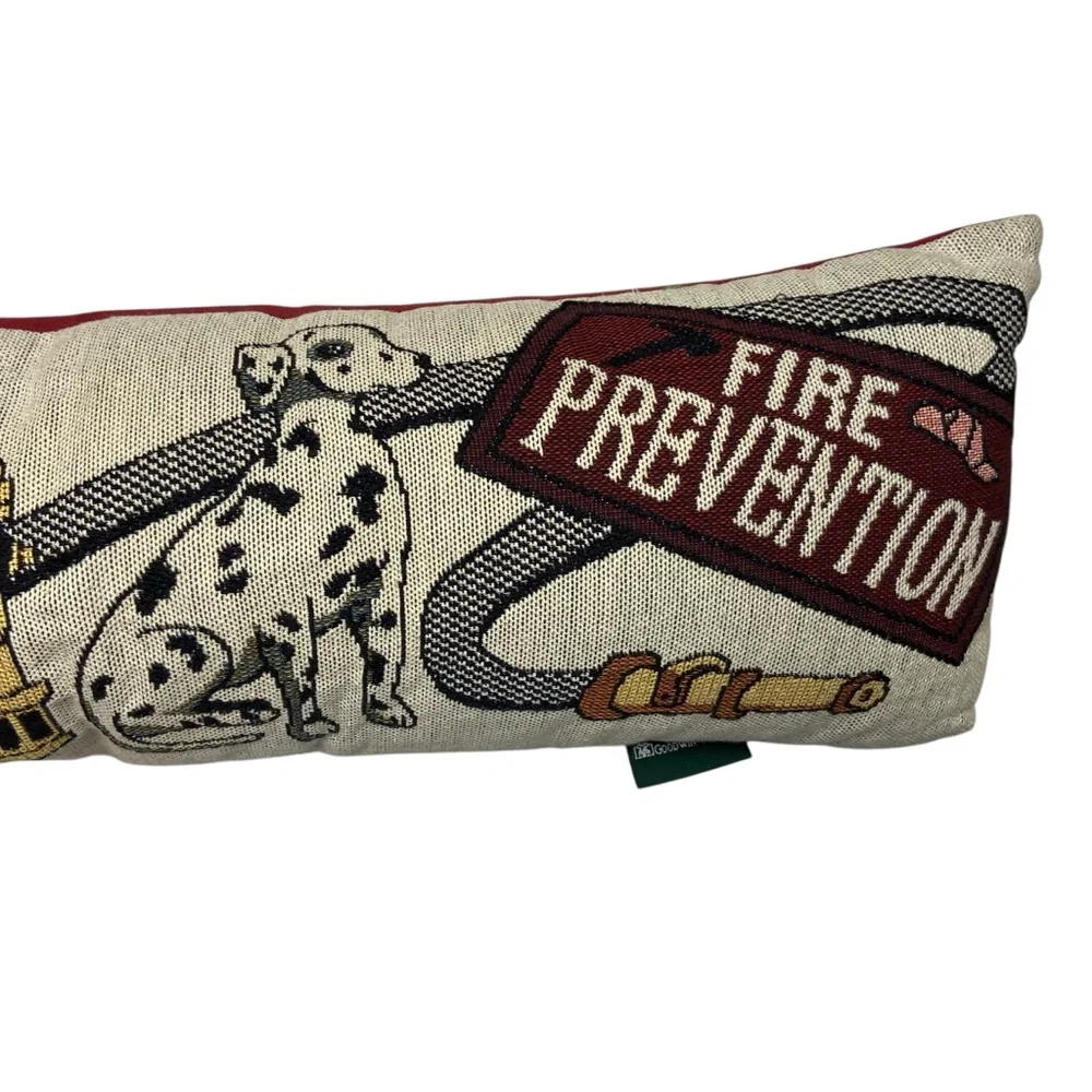 Vintage Tapestry Pillow Goodwin Weavers 911 EMS Fire Lumbar Woven - Picture 5 of 11